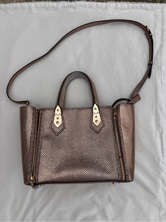henri bendel Handbags - henri bendel Metallic Bronze Textured Satchel with Gold Hardware